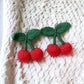 Crochet Wool Knit Cherries Dangle Oversized Earrings