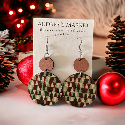 Wood + Clay Christmas Dangle Earrings