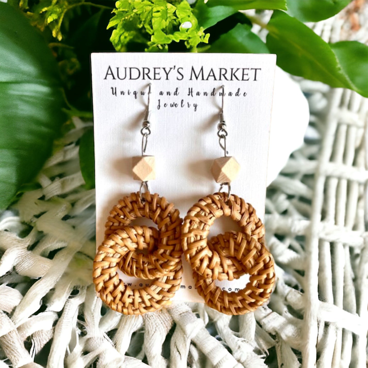 Soft Rattan Brown + Ivory Drop Dangle Earrings