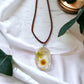Pressed Flower Resin Botanical Glass Necklace in 3 Styles - Yellow Wildflower, Yellow Poppies, & Purple Poppy Design