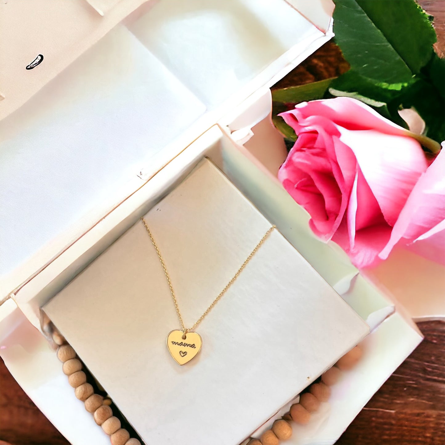 Gold Heart Minimalist Mama Necklace + FREE Gift Box