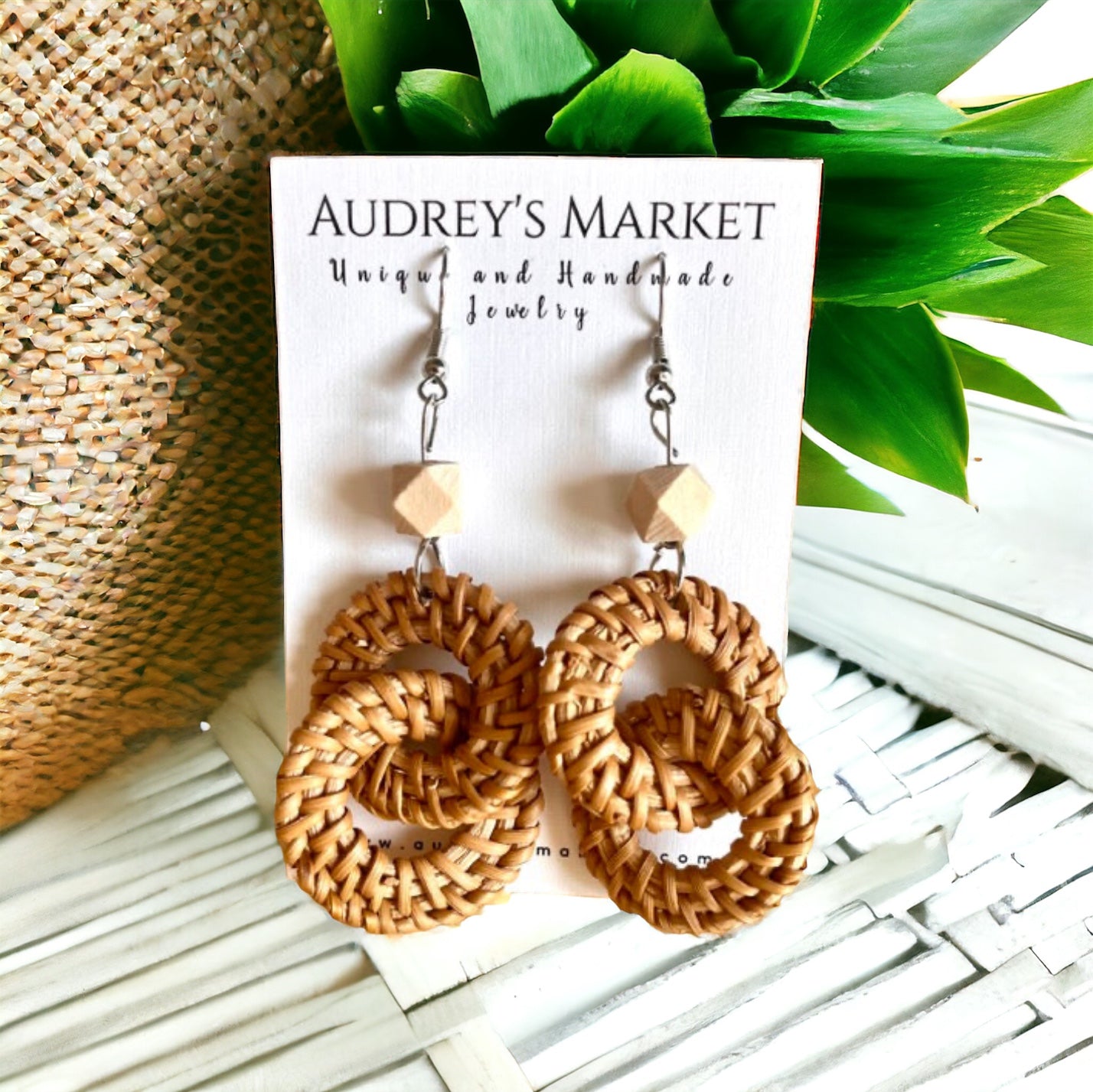 Soft Rattan Brown + Ivory Drop Dangle Earrings