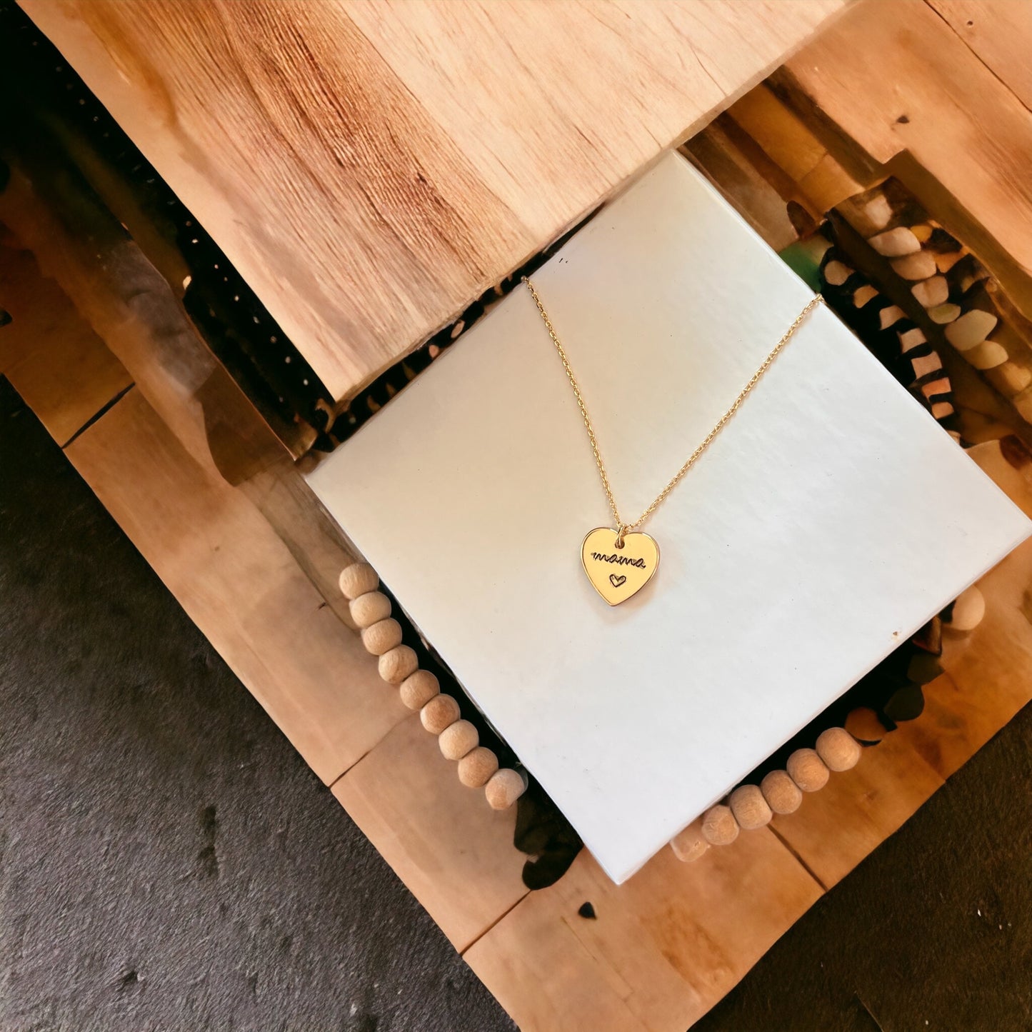 Gold Heart Minimalist Mama Necklace + FREE Gift Box