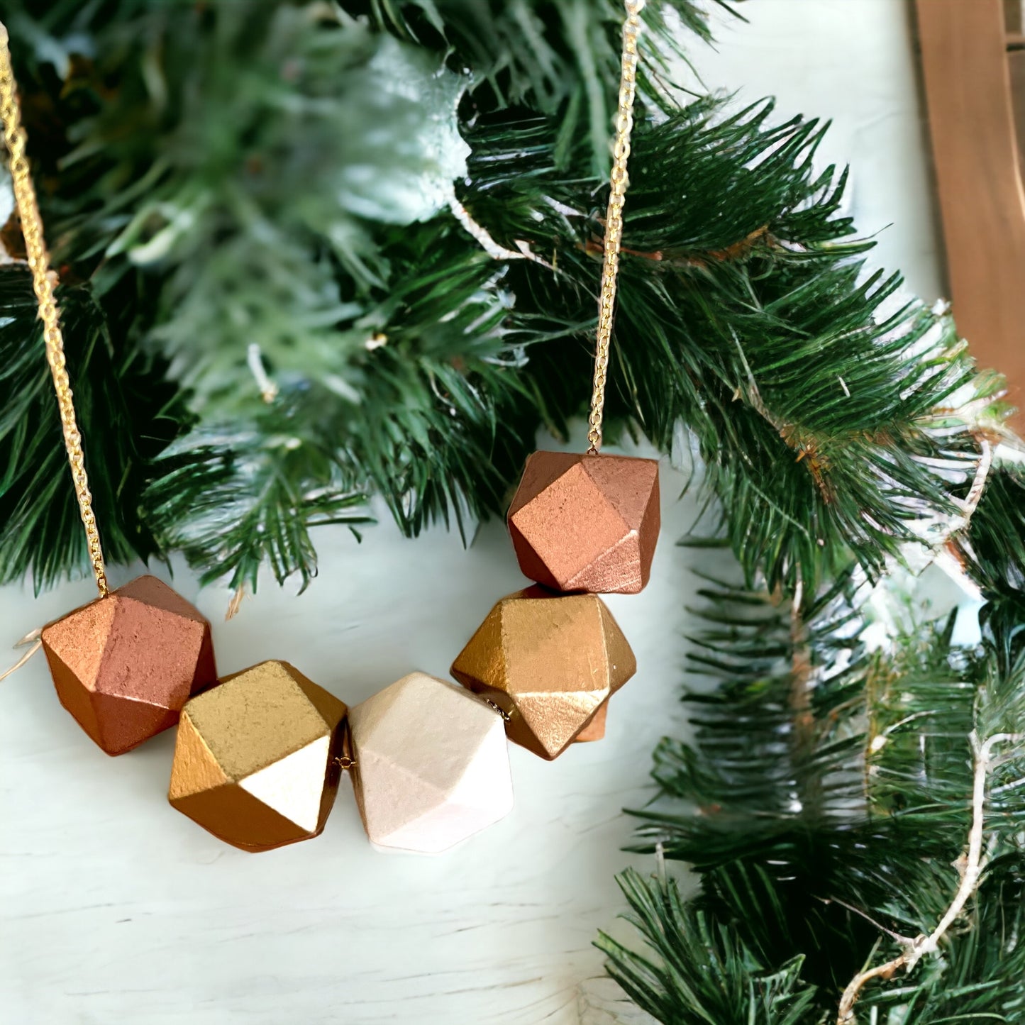 Handmade Wood Geometric Statement Necklace - The Stella