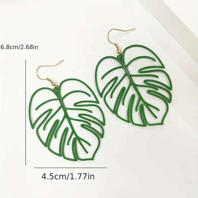 Wire Monstera Earrings