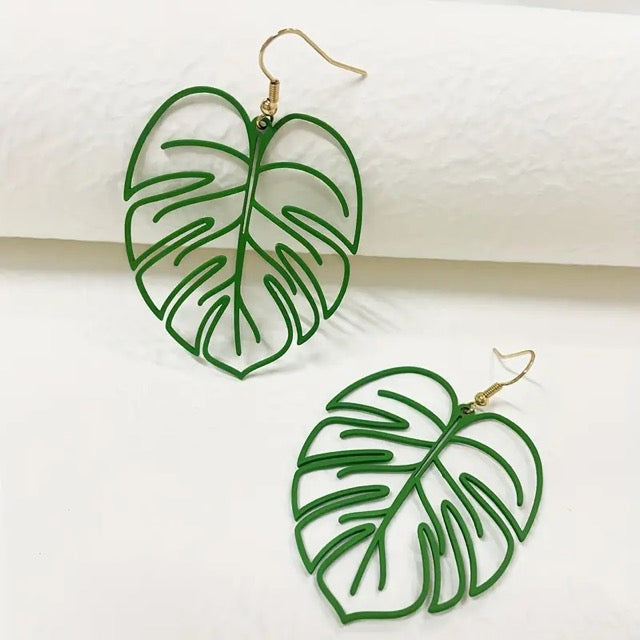 Wire Monstera Earrings