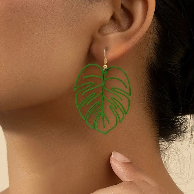 Wire Monstera Earrings