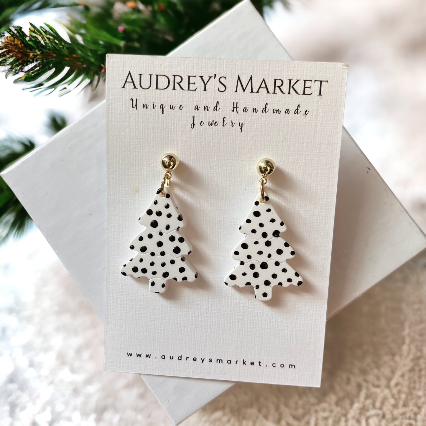 Polka Dot Christmas Tree Dangles