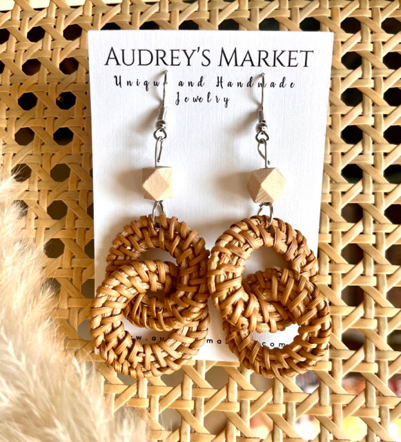 Soft Rattan Brown + Ivory Drop Dangle Earrings