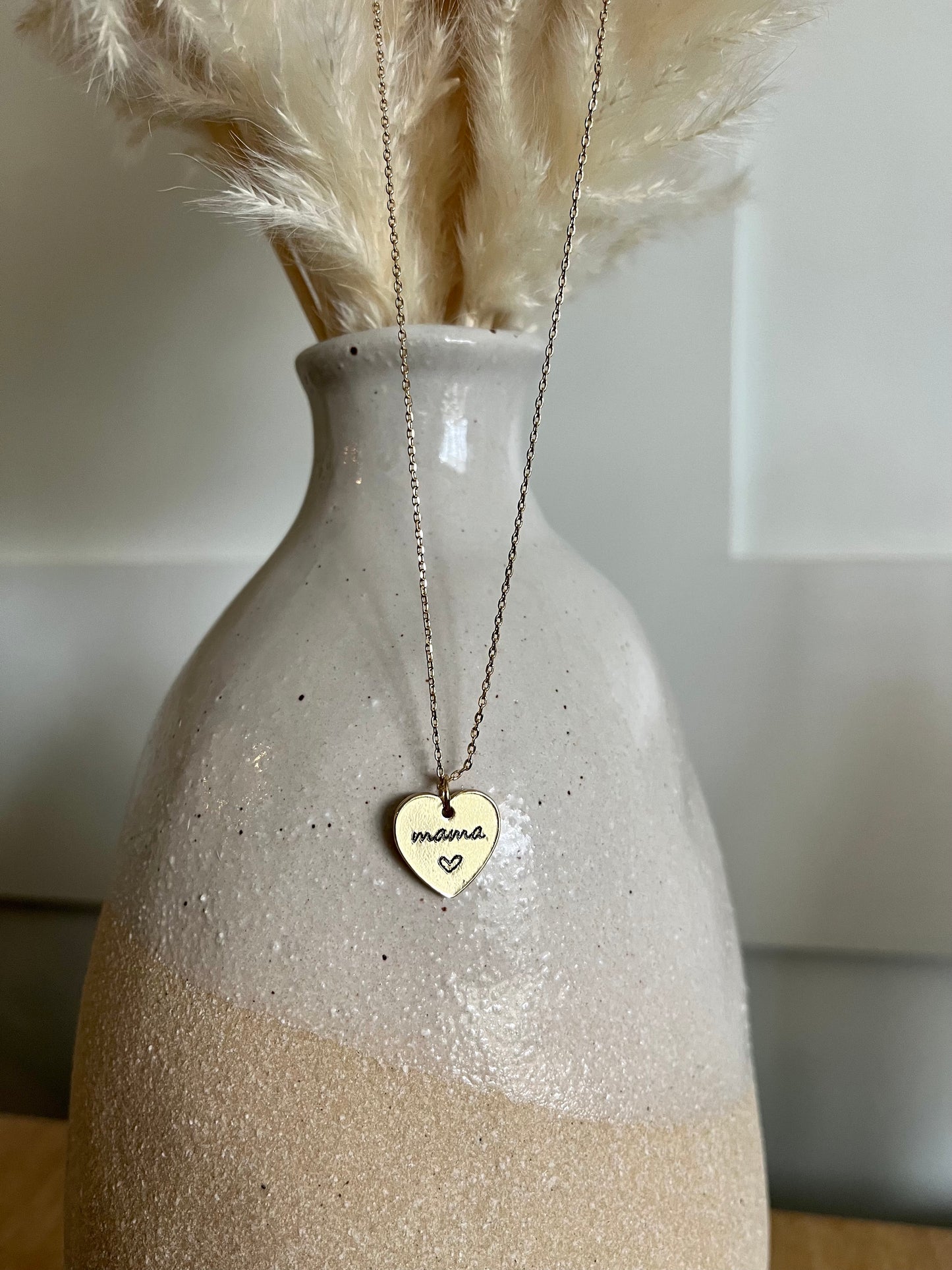 Gold Heart Minimalist Mama Necklace + FREE Gift Box